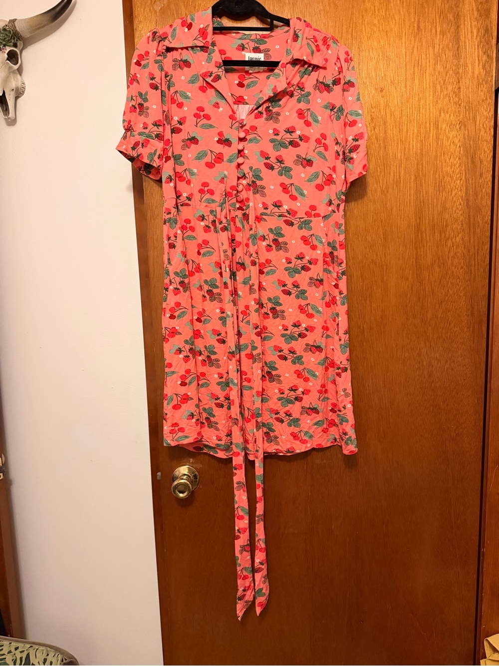Joanie strawberry pattern collared dress